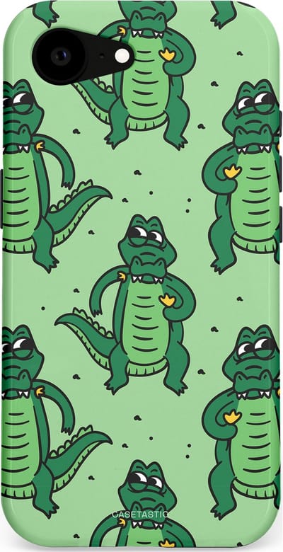 Casetastic hoesje geschikt voor Apple iPhone 16e / Apple iPhone 17e - MagSafe - Dubbellaagse bescherming - Kroko dans - Fashion Case - Mintgroen
