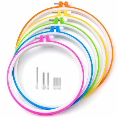 BOTC Borduurring - 5 stuks borduurringen en 15 naalden - Plastic cirkel - 4,7 inch tot 10,2 inch - Multicolor