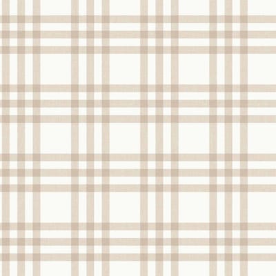 Behang - Kinderkamer- Babykamer -Ruiten - beige - creme - wit- Kinderbehang - schotse ruit - tartan ruit - 0,53 x 10,05 M