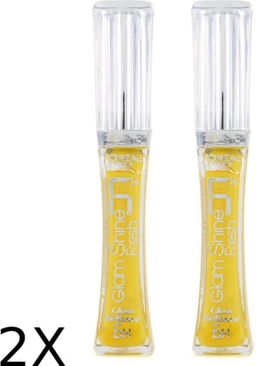 Loreal Paris Glam Shine 6H Lip Gloss – 602 Fresh Lemon Tonic - Voordeelverpakking 2 stuks