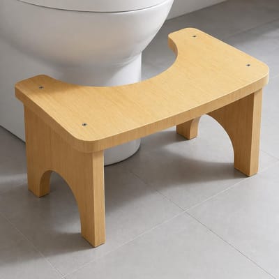 Toiletkruk Bamboe - WC Krukje - Comfortabel Zitten - Ergonomisch C-Design - 37 x 20 x 17 cm - Natuurlijk