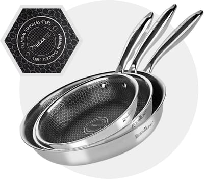 Rosmarino HexaPRO Pannenset 3delig - Koekenpannen - Pannen - 20/24/28 cm - RVS - Geschikt voor alle warmtebronnen