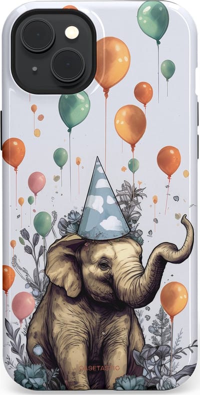 Casetastic Hoesje Geschikt voor Apple iPhone 15 Plus Magsafe - Stijlvolle Beschermende Duo-layer Case - Olifant Verjaardag