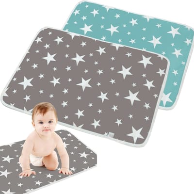 2 stuks - Waterdicht aankleedkussen voor baby's - Lekvrij en doorschijnend - Borstvoedingskussen - Aankleedmat - 50*70 cm - Voor thuis en op reis - Grijs/Blauw