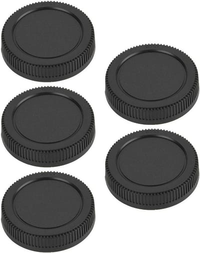 Plastic Achterste Lensdop voor M4/3 Camera Lens - Set van 5 - Zwart.