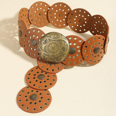 Ceinture en Denim occidental pour femmes, haute qualité, métal creux, tendance, large, Vintage, rondes personnalisées, DT148