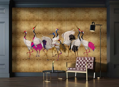 Fotobehang landofhappine1 DD122988 Livingwalls Walls by Patel 3 Goud Wit Vlies 270 x 400 cm (4 delen) Fotobehang