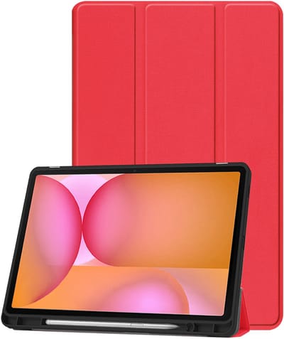 Hoesje - Geschikt voor Samsung Galaxy Tab S10 Lite - Dun & Stevig - Trifold Bookcase - Hard Cover Case - Met Uitsparing Geschikt voor S Pen - Hardcover Book - Tablet Hoes - Rood