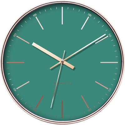 LW Collection groen rosé goud luxe wandklok 30cm - muurklok - klok - keukenklok - wandklok - kleine klok
