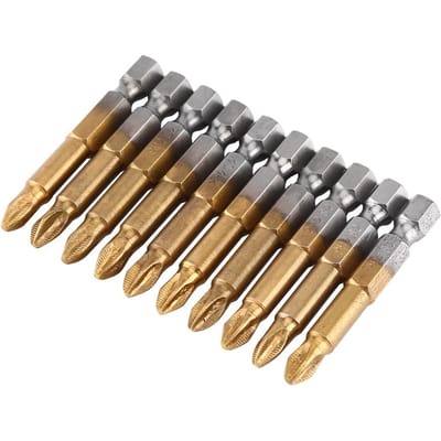 Jeu de 10 embouts de tournevis cruciformes PH2 antidérapants, tige hexagonale de 14 pouces, 50 mm
