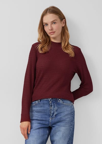 Semi-doorzichtige lange mouw T-shirt met hoge kraag voor dames s.Oliver