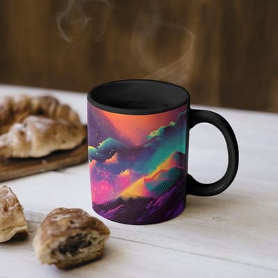 Magische Mok - Foto op Warmte Mokken - Koffiemok - Sterren - Bergen - Kleurrijk - Magic Mok - Beker - 350 ML - Theemok