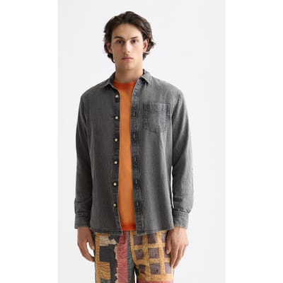 Scotch & Soda Washed 1 Pocket Black Denim Shirt Black Spark Taglia: S | Camicie Casual Outlet | Uomo | Nero