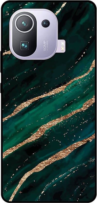 Smartphonica Telefoonhoesje Geschikt voor Xiaomi Mi 11 Pro met marmer opdruk - TPU backcover case marble design - Groen Goud geschikt voor Xiaomi Mi 11 Pro