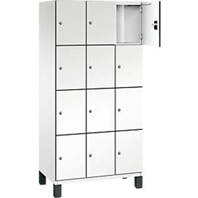 C+P Cambio lockerkast, 3 vakken, 12 vakken, op poten, B 900 x D 525 x H 1980 mm, verkeerswit/wit