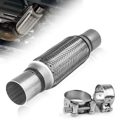 Uitlaat reparatiebuis voor auto's, RVS flexibele buis 45 x 200 x 300 mm met klemmen.