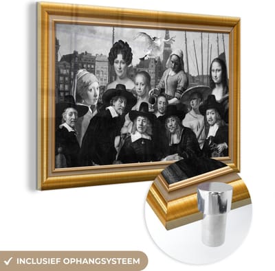 MuchoWow® Glasschilderij 60x40 cm - Schilderij acrylglas - Oude Meesters - Kunst - Lijst - Goud - Foto op glas - Schilderijen