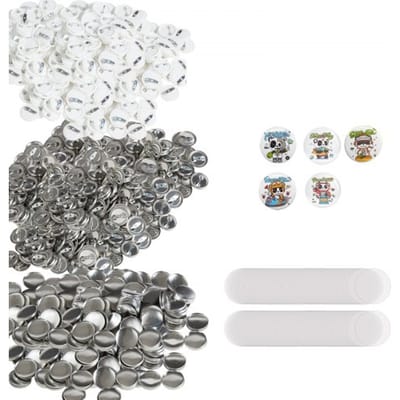 VEVOR accessoires voor knopenmakers, badgepers 25 mm, reserveonderdelen 500 stuks, metaal + kunststof / 250 + 250 stuks badges