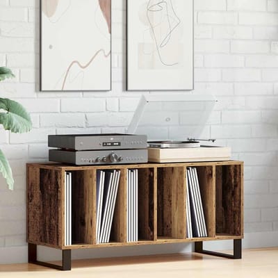 vidaXL - Platenkast - Oud - hout - 100 - x - 38 - x - 48 - cm - Bewerkt - hout