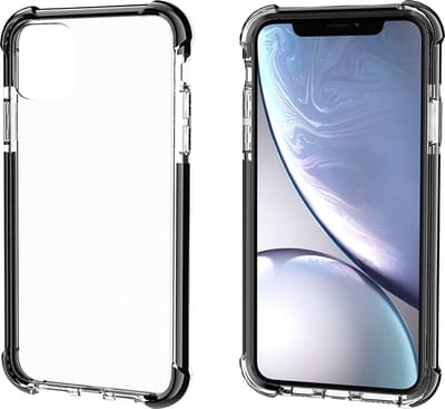 ShieldCase bumper shock case geschikt voor Apple iPhone 12 / 12 Pro hoesje - Doorzichtig hoesje met gekleurde randen - Schokbestendig - Transparant / zwart
