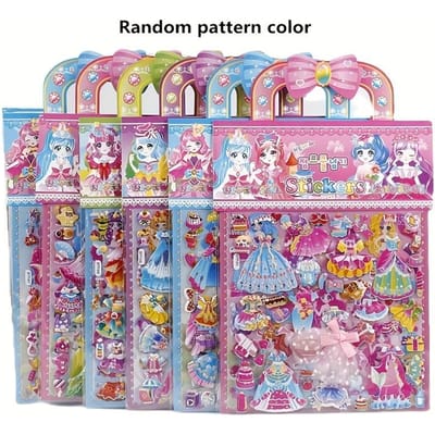 Prinses Aankleed Puffy Stickers Bloc voor Meisjes Kinderen Prinses Knutsel Spelletjes 3D Schuim Mode Sticker Activiteit Speelset voor Peuters