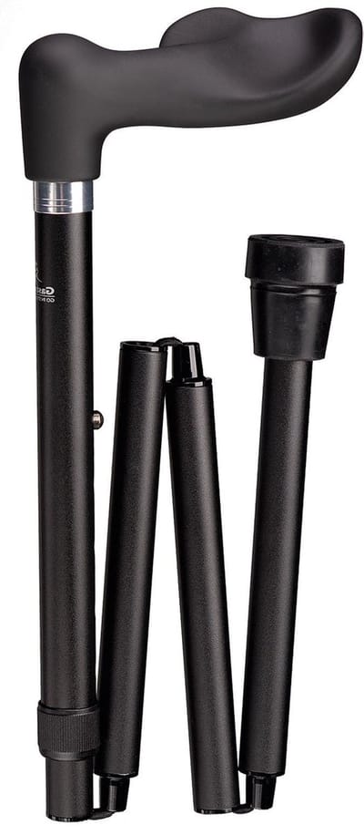 Gastrock Opvouwbare wandelstok - Zwart - Soft-Touch - Rechtshandig - Ergonomisch handvat - Verstelbaar - Lengte 88 - 98 cm - Aluminium - Gewicht 480 gram - Diameter wandelstok 18 mm - Wandelstokken - Inklapbare wandelstok - Wandelstok opvouwbaar