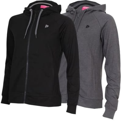 2-Pack Donnay - Stretch Vest met capuchon (Jale) - Sportvest - Dames - Black/Charcoal-marl (1076) - maat S