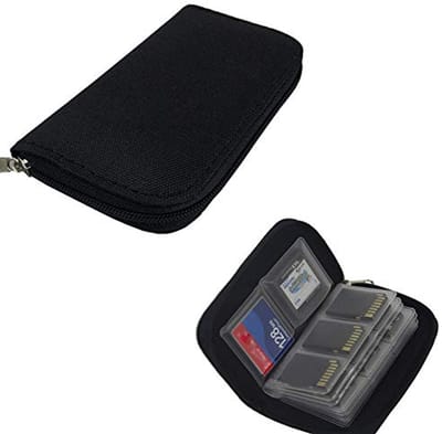 Organizer voor Geheugenkaarten met 22 Sleuven - Zwarte Opbergtas voor Micro SD en SDHC