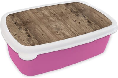 Broodtrommel Roze - Lunchbox - Brooddoos - Eikenhout - Patronen - Planken - 18x12x6 cm - Kinderen - Meisje