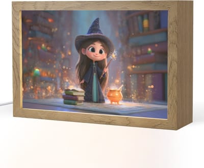 Nachtlampje 30x20 cm - Kinder lampje - Tovenares - Magie - Toverstaf - Sterren - Tafellamp kinderkamer - Slaapkamer lamp - Bedlamp kinderen - Kinderlampje stopcontact - Wandlamp babykamer - Nachtlampjes