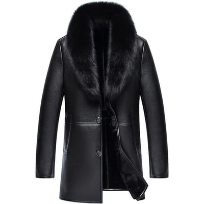 Winter Herenjas met bontkraag Heren Bont als één Middellange Fluweel Verdikte Jas XXXXL