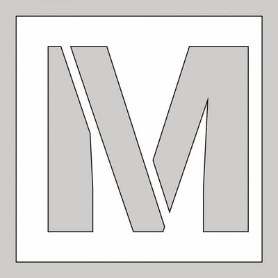 Spuitsjabloon letter M - dibond 500 x 500 mm