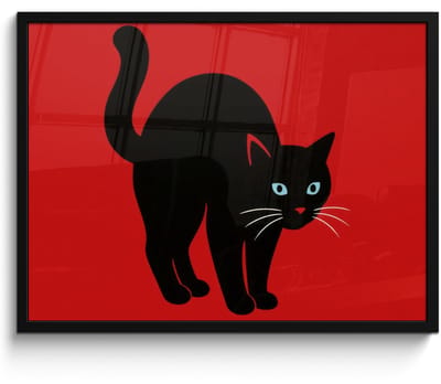 Poster in lijst - Fotolijst 70x50 cm - Posters - Kat - Zwart - Staart - Posterlijst zwart - Decoratie - Wanddecoratie woonkamer - Muurdecoratie slaapkamer