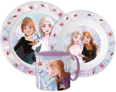 Disney Princess Serviesset - Beker 260 ml - Diepe kom - Plat bord - 3 stuks - Voor verjaardagen en feestjes - Antislip - Courageous Heart