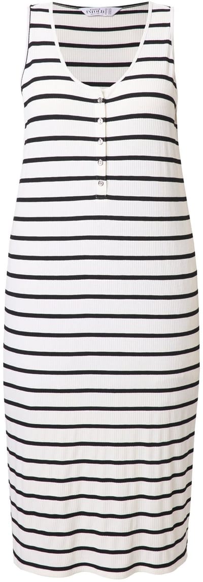 Studio Untold - Dames - Midi-jurk mouwloos recht model jersey structuur - Off-white - Maat 42+