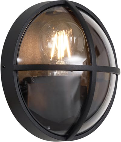 QAZQA target - Industriele Wandlamp voor buiten - 1 lichts - Ø 17.7 cm - Zwart - Industrieel - Buitenverlichting