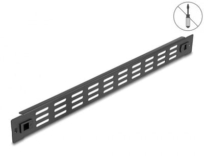 19 inch ventilatiepaneel | horizontale sleuven | toolfree | 1U | zwart