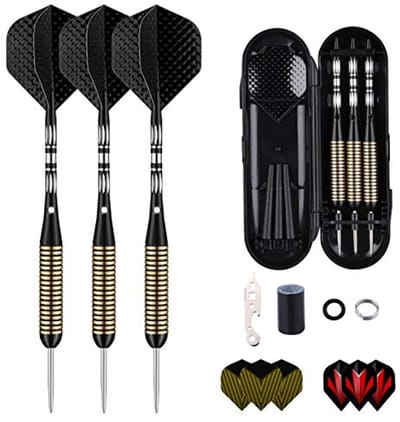 Dartpijlen met metalen punt - 27 gram stalen darts inclusief accessoires