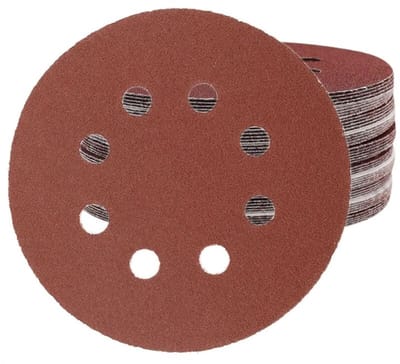 Schuurpapierschijven geschikt voor korrelgrootte 220, 125 mm, geschikt voor schuren/polijsten/roestverwijdering, 100 schijven per verpakking.