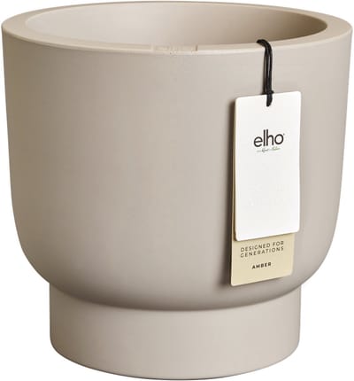 Elho Amber Grail 40 - Bloempot voor Binnen & Buiten - 100% Gerecycled Plastic - Ø 38 x H 36 cm - Balanced beige