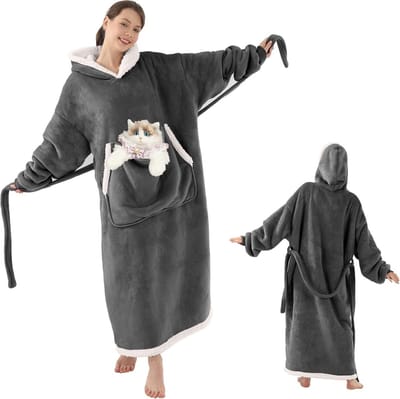 Oversized Deken Hoodie met Kangoeroezak - Warme en Comfortabele Draagbare Sweater voor Mannen en Vrouwen
