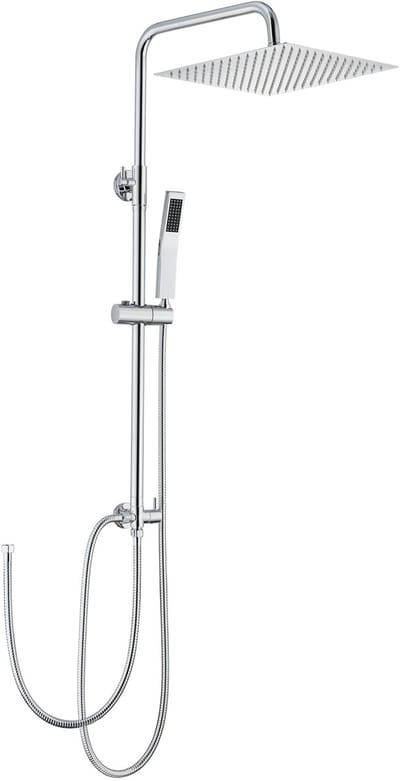 Sofetiy Max Regendouche - Zonder kraan - Roestvrijstalen Doucheset - 10 inch Douchekop - Vierkante Handdouche - Duurzame Messing Omsteller voor Badkamer - Chroom