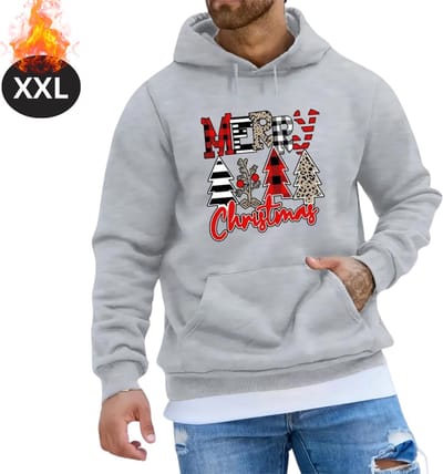 Bovista Kersttrui - Heren - Foute Kersttrui - Christmas Sweater - Kerst Sweater - Christmas Jumper - Hoodie - Grijs - XXL