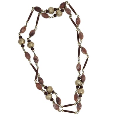 Behave - Stenen ketting met goud en bruin textuurstenen - Nikkelvrij - 45 cm
