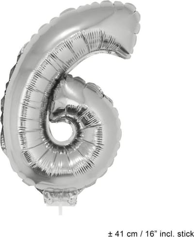 Folie opblaascijfer 6 Zilver