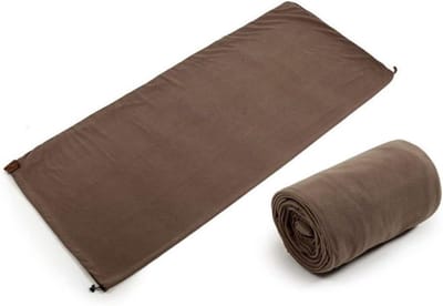Fleece slaapzakvoering - Reislaken deken - Extra warmte - Dubbele ritsen - 180x80 cm - Bruin