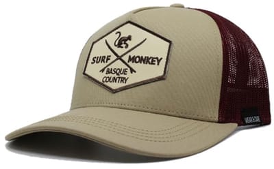 Surf Monkey - Trucker Cap - 5 Panel - One Size - Organisch Cotton - Beige kastanjebruin