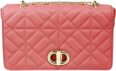 Zomer Koraal Tas met stiksels en gouden detail - cadeau - handtas - dames tas - zomer tas