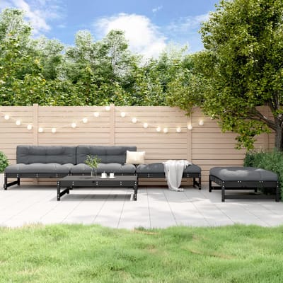 vidaXL - 5-delige - Loungeset - massief - grenenhout - zwart