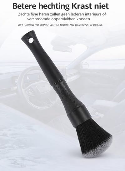 TLVX Super Zachte Professionele Auto Borstel 16cm / Detail Brush / Krasvrij Schoonmaken / Auto Detailing / Interieur / Dashboard / Exterieur / Velgen / Logo’s / Tankdop / Plastic delen / Stofvrij maken / Wasbaar / Herbruikbaar / 1 stuks